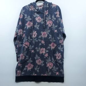 Mae Womens Digital Floral Dolman Hooded Pullover Sweatshirt Large